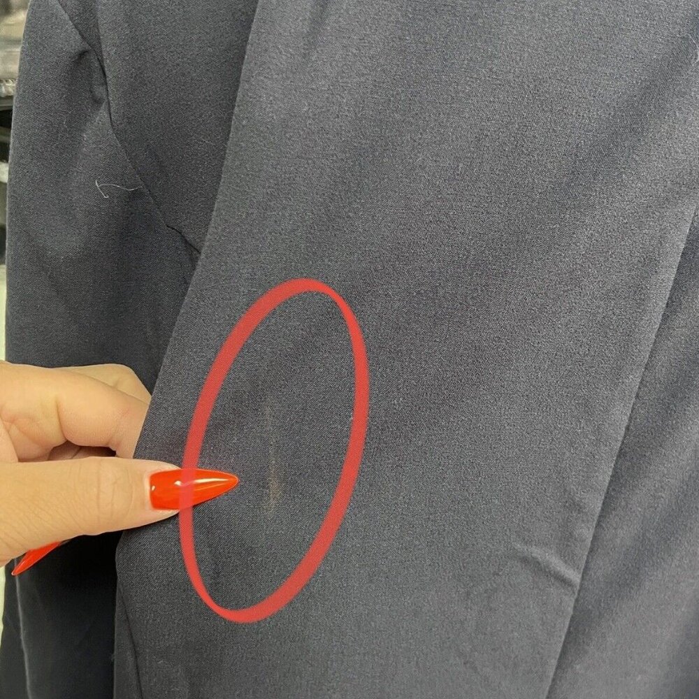 Lane Bryant Open Front Blue Blazer Size 22 Zippered Pockets - Picture 6 of 8